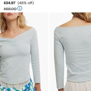 Free People Light Blue Off-Shoulder Blouse